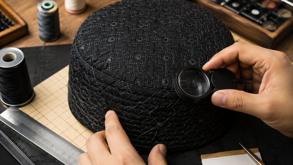 Bareerah Koofi Black stitching and seam quality inspection