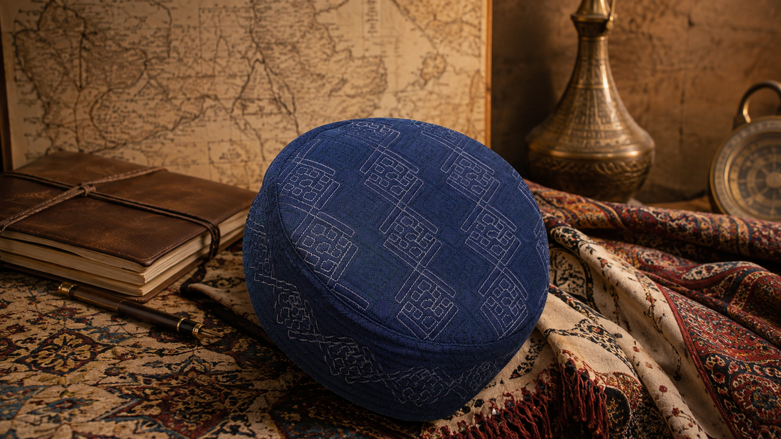 Kufi cap names and traditions using real Al-Banuri Arab Koofi Blue