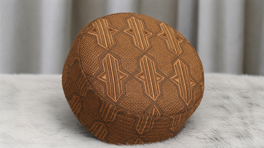 Malik Koofi Brown showing its rounded embroidered crown and patterned lower band for a family keepsake preservation guide