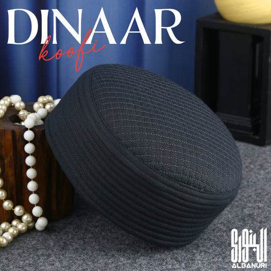 Authentic Dinaar Koofi Dark Grey product photograph showing the crown, textured surface and lower edge discussed in the Kufi storage guide