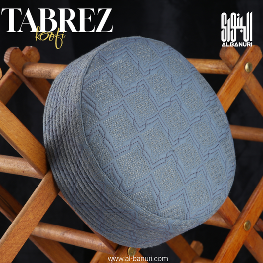 Authentic Tabrez Koofi SeaGreen showing the rounded crown, embroidered side panels and lower band used during a careful fit check