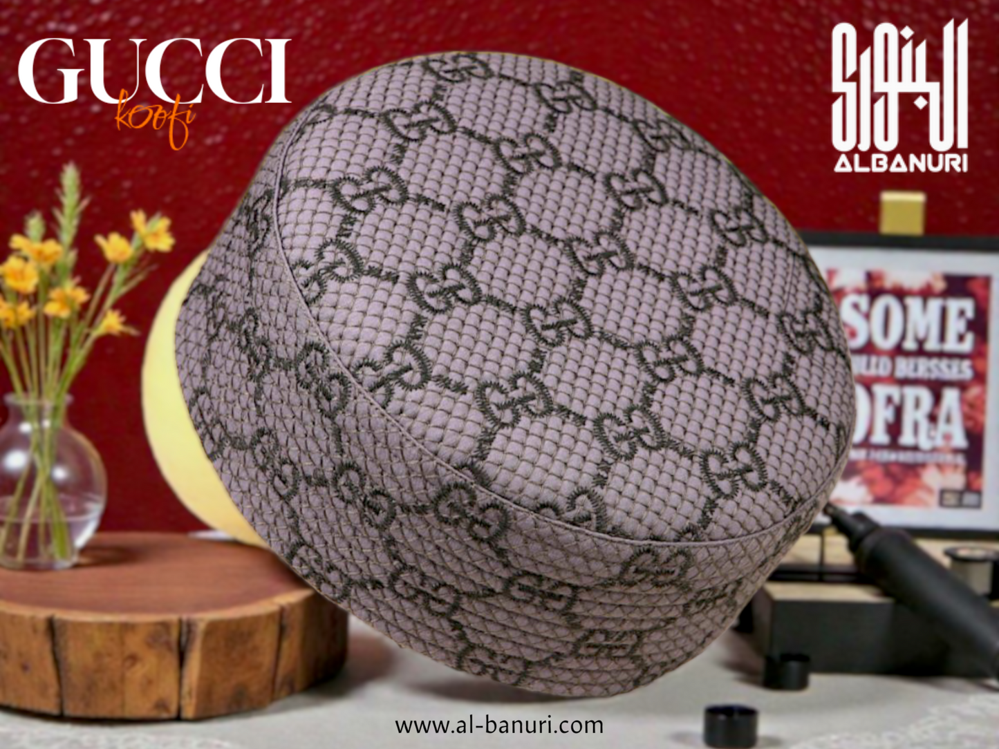 Gucci Koofi Kai Green - Luxury Designer Islamic Kufi Cap by Al-Banuri