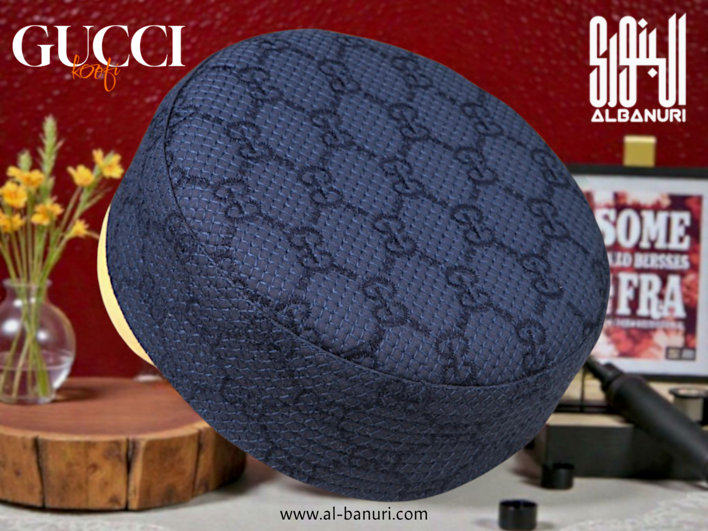 Gucci Koofi Blue - Luxury Designer Islamic Kufi Cap by Al-Banuri