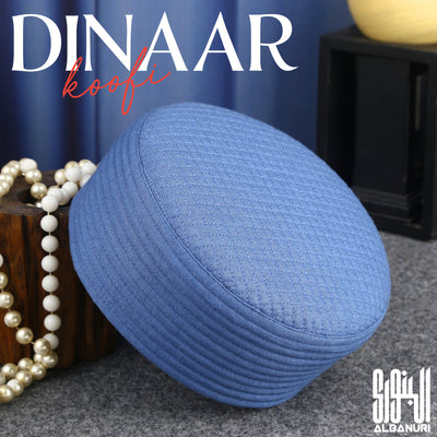 Dinaar Koofi Sky Blue — Premium Islamic Prayer Cap | Al-Banuri