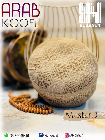 Arab Koofi Mustard — Traditional Arab Islamic Prayer Cap | Al-Banuri